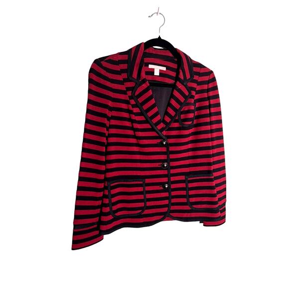 Banana Republic Jackets & Blazers - Banana Republic Red Black Striped Blazer 0 Dark Academia Goth Whimsy Edgy Nerd
